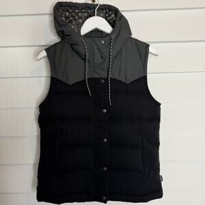 Patagonia BIVY Hooded Vest Down Filled Women's Jacket Black Gray Medium